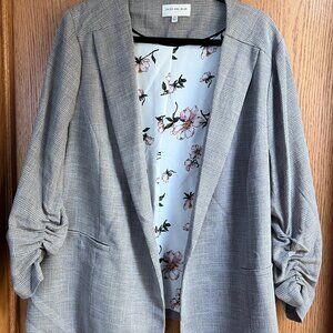 Skies Are Blue Gray Plaid Blazer